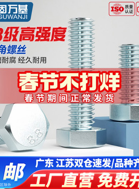 8.8级镀锌外六角螺丝高强度六角螺栓大全加长机螺钉M4M5M6M8-M27