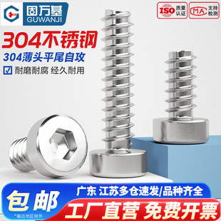 304不锈钢薄头内六角平尾自攻螺丝HB圆柱头杯头螺钉M2M3.5M4M5M6