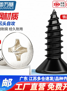 铁发黑十字沉头自攻螺丝电子平头小木螺钉M1.4/M1.7/M2M2.3M2.6M3