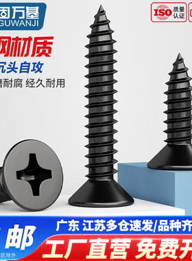 xj 铁黑色十字沉头自攻螺丝钉平头木螺钉电子小螺丝钉