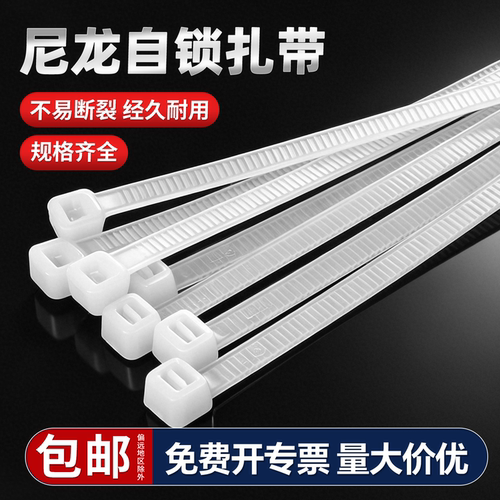 【免费开专票】尼龙白色自锁扎带