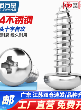 304不锈钢十字圆头自攻螺丝PA盘头自攻钉元头尖尾木螺丝钉M3M4M5