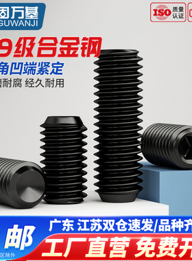 机米紧定螺丝 12.9级黑色凹端基米内六角无头螺丝钉顶丝M1.6-M24