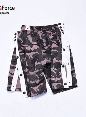 潮男胖子迷彩全开扣篮球裤五分裤大裤衩肥佬加肥加大情侣嘻哈舞蹈