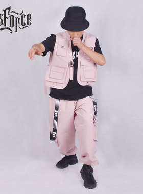 Ares＆Force街头潮男战术马甲大口袋工装滑板裤套装街舞演出定制