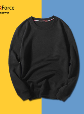 Ares＆Force潮牌大码加绒加厚卫衣套头圆领上衣外套学生宽松纯色