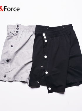 棉质排扣短裤男潮流百搭宽松透气速干开扣运动健身五分篮球训练裤