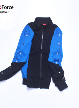 大码男装侧白纽扣开叉大码卫衣潮男加肥加大运动休闲撞色嘻哈外套