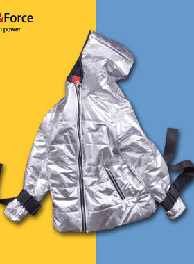 Ares＆Force银色棉服金色连帽280斤大码外套闪亮潮人舞演出服嘻哈