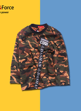 Ares＆Force加肥大码卫衣男圆领迷彩套头衫宽松学生ins潮流嘻哈服