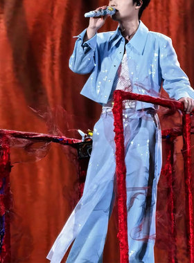 明星同款亮片衬衫珠片绣高级西裤套装机械舞街舞团队私人定制演出