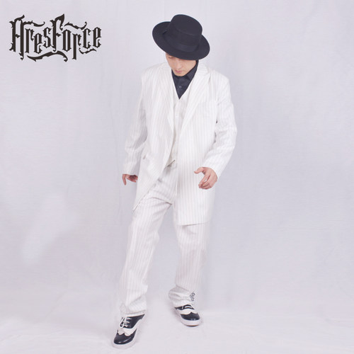 条纹外套locking表演机械舞西装