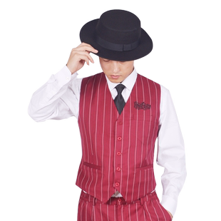 popping演出服西装男套装衣服locking马甲机械舞西服街舞表演服装