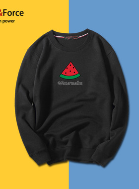 Ares＆Force潮牌卫衣水果西瓜加肥加大印花学院风学生情侣装团体