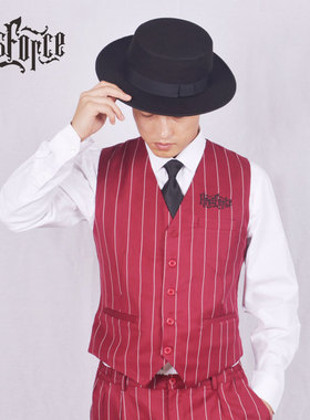 popping演出服西装男套装衣服locking马甲机械舞西服街舞表演服装