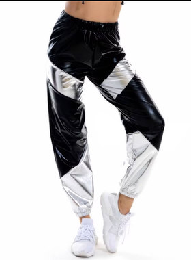 裤子男女学生表演服演出服嘻哈长裤宽松亮面裤团服裤舞蹈服休闲裤