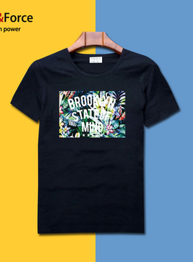 Ares＆Force夏男生短袖t恤花卉图案宽松大码半袖上衣胖子男装半袖