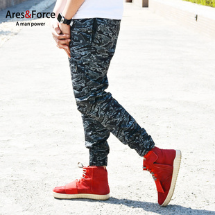 Ares＆Force大码迷彩裤男士哈伦裤休闲裤小脚运动裤束脚长裤收口