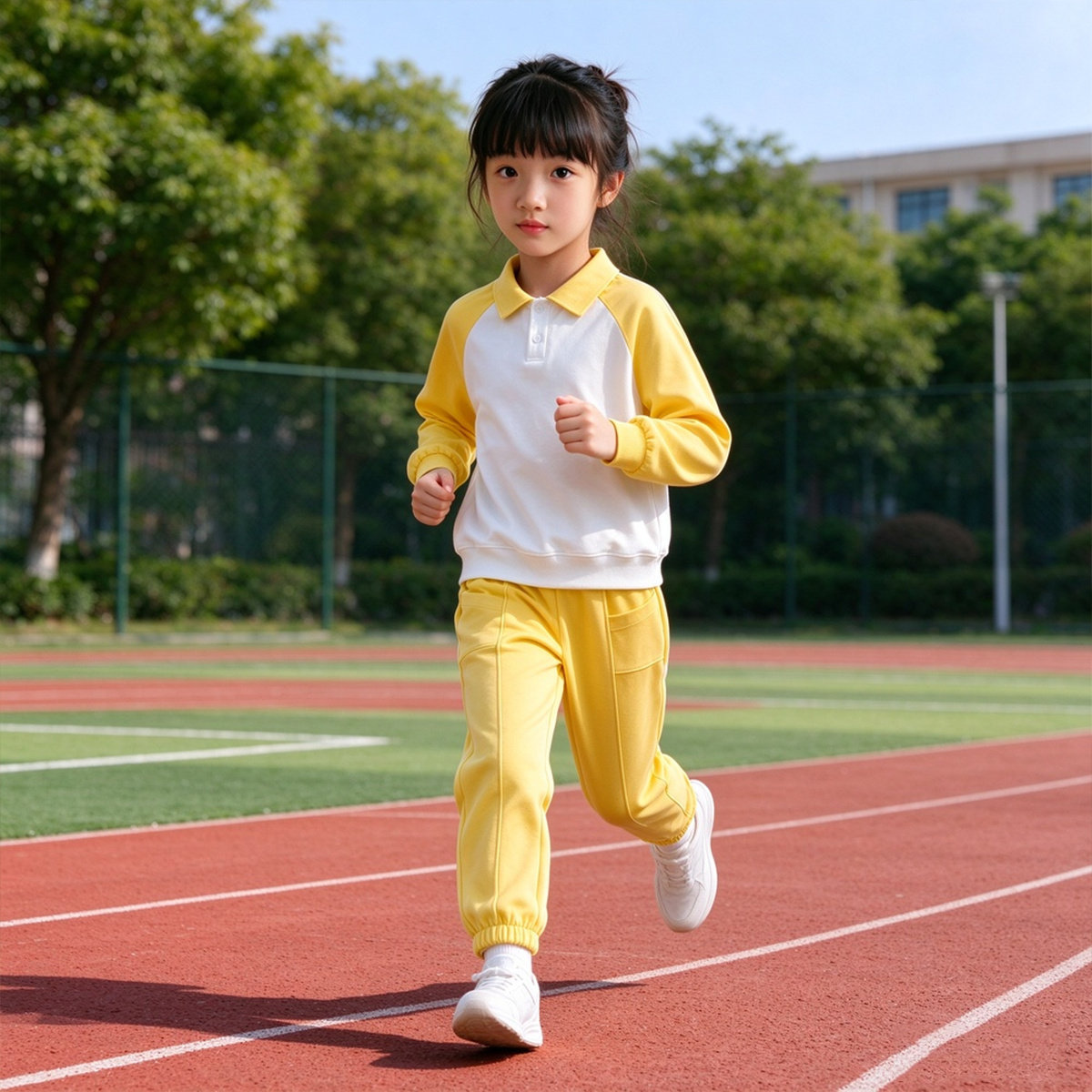 快乐指南舞蹈儿童运动套装春秋装女童糖果色两件套小学生表演穿搭