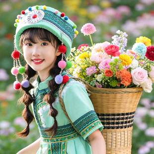立春咏春吉量七月火把节弥渡山歌表演服装儿童民族风演出服装女童
