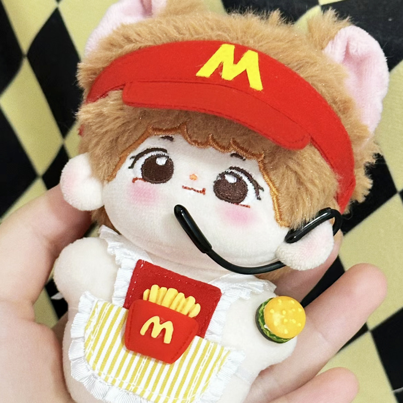 新款10cm麦当劳围兜套装玩偶公仔棉花娃服可换装着替配饰