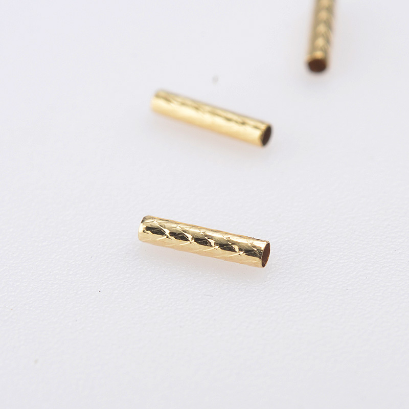 纯18K金6mm车花管DIY饰品配件