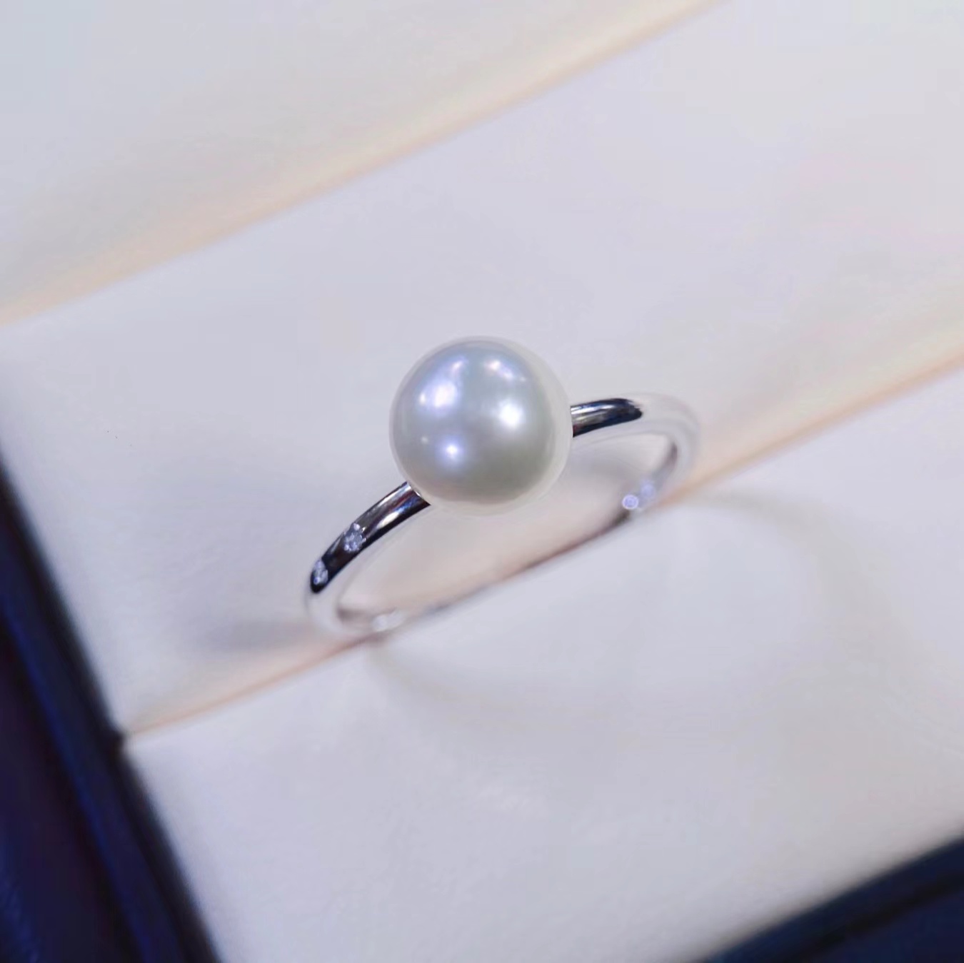 pt900铂金镶嵌钻石7-8MM天然海水