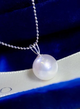 PtPT900铂空托8-13mm天然海水珍珠甜美兔子头吊坠配件清新百搭款