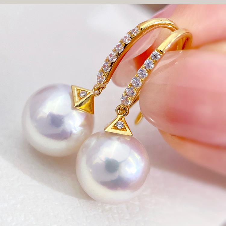 18K黄金色锆石8-11mm淡水珍珠