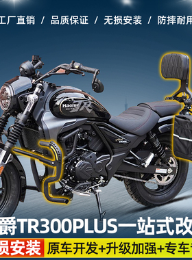 适用豪爵TR300PLUS护杠改装防水边包折叠靠背货架手把镜改装