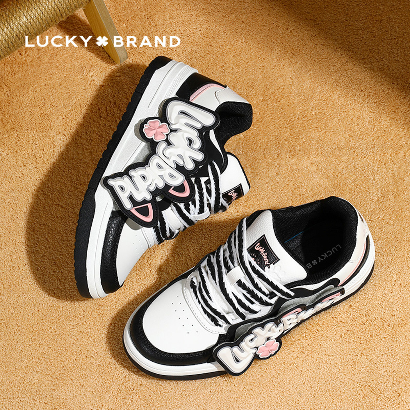 LuckyBrand四叶草四季时尚休闲板鞋情侣百搭厚底增高滑板鞋女鞋潮