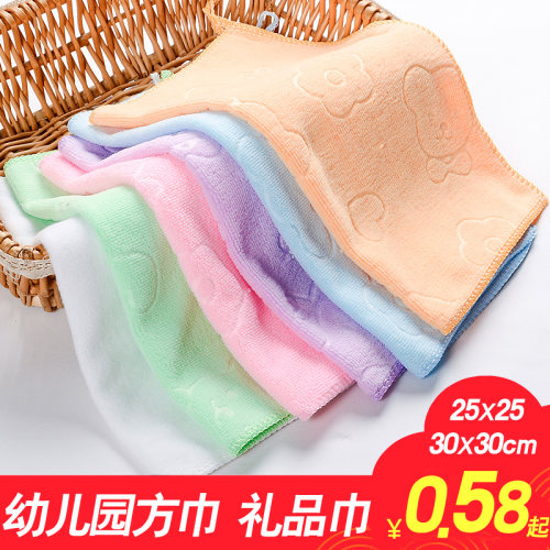 幼儿园毛巾小方方带挂钩比纯棉