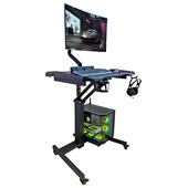 移动升降电竞桌太空舱电脑桌升降书桌气动升降移动方便站坐躺交替