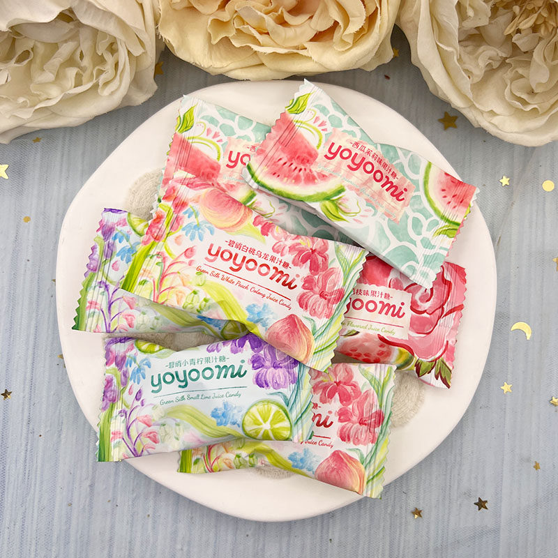新西兰有有米玫瑰荔枝白桃乌龙西瓜茉莉柠檬红茶青柠味果汁硬糖