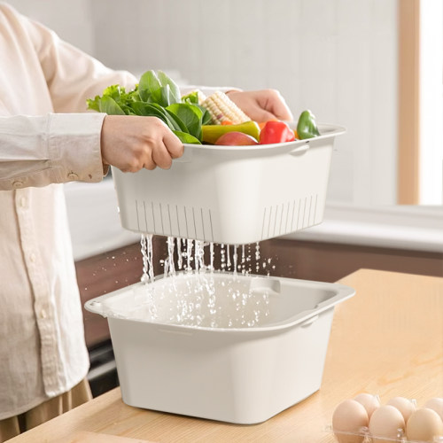 双层塑料镂空沥水篮洗菜盆
