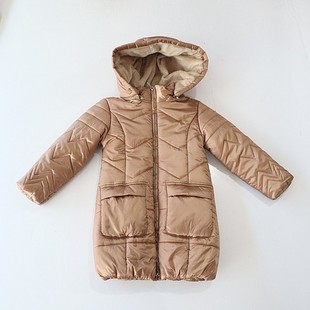 加绒棉服外套立领连帽拉链宽松小童百搭棉衣W4 长袖 冬季 女童中长款