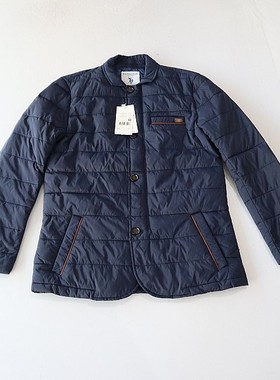 秋冬季男长袖棉服外套小翻领拉链纽扣宽松休闲纯色百搭薄棉衣D23