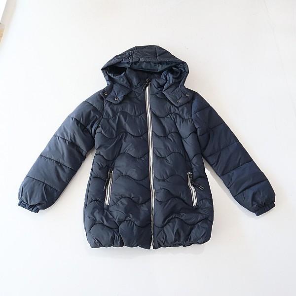 秋冬季女童长袖棉服外套立领连帽拉链宽松纯色中童百搭棉衣X11