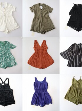 夏季女背心无袖连身衣修身纯色时尚百搭连体短裤C10S