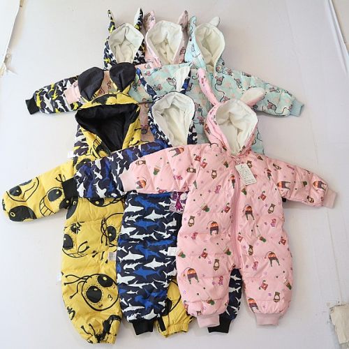 秋冬季男女童长袖羽绒服连身衣连帽拉链婴幼儿小宝宝连体裤X11