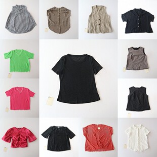 V领纽扣宽松纯色时尚 衬衫 百搭上衣H4S 女短袖 夏季