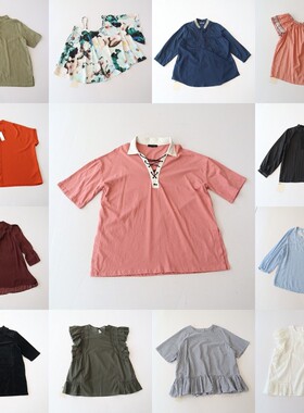 春夏季女短袖衬衫圆领套头宽松纯色时尚百搭上衣C91