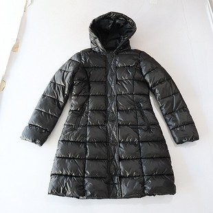 时尚 冬季 棉服外套连帽拉链暗扣修身 长袖 百搭厚棉衣D12 女中长款