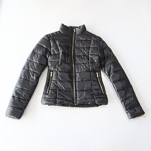 百搭短款 秋冬季 纯色时尚 棉服外套立领拉链修身 薄棉衣D19 女长袖