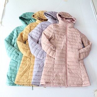 秋冬季新品女中长款长袖棉服外套立领连帽收腰双面穿薄款棉衣X13
