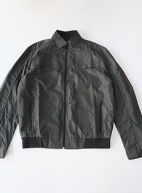 春秋季男长袖格子夹克外套立领拉链宽松休闲多口袋百搭上衣C8M