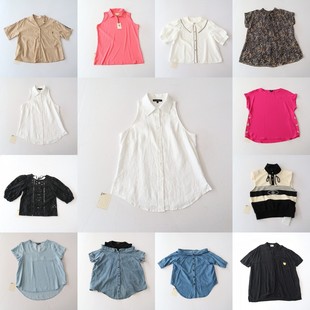 棉宽松休闲时尚 衬衫 百搭上衣F8S 女短袖 夏季