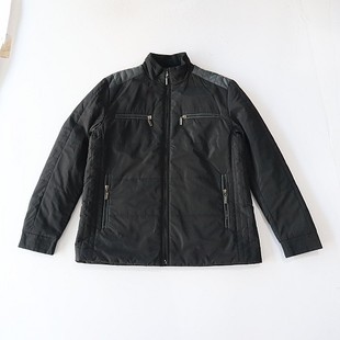 秋冬季 棉服外套立领拉链宽松休闲多口袋拼接百搭薄棉衣D2 男长袖