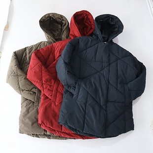 百搭棉衣D19 棉服外套连帽拉链暗扣宽松休闲纯色时尚 秋冬季 女长袖