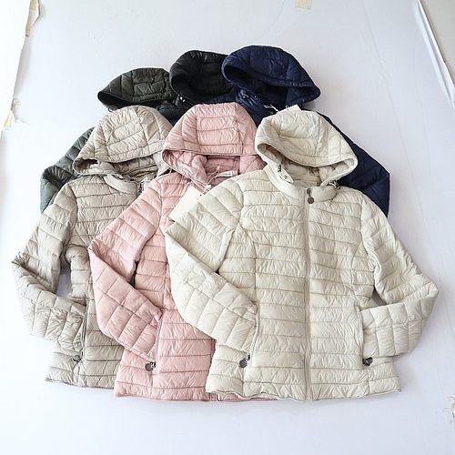 秋冬季新品女长袖棉服外套立领连帽拉链收腰时尚百搭轻薄棉衣X15